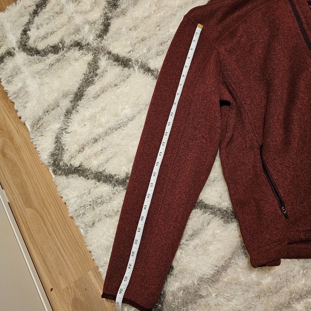 LL Bean Mens Jacket Large Regular Rust Knit Slightly Fitted Casual Fleece - Picture 12 of 14